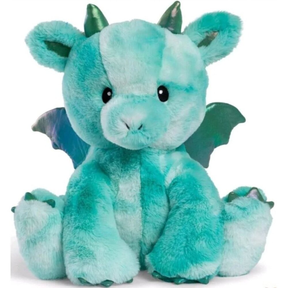FAO Schwarz Stuffed Dragon 15" Light-Up Sounds Turquoise Green Wings Horns Plush